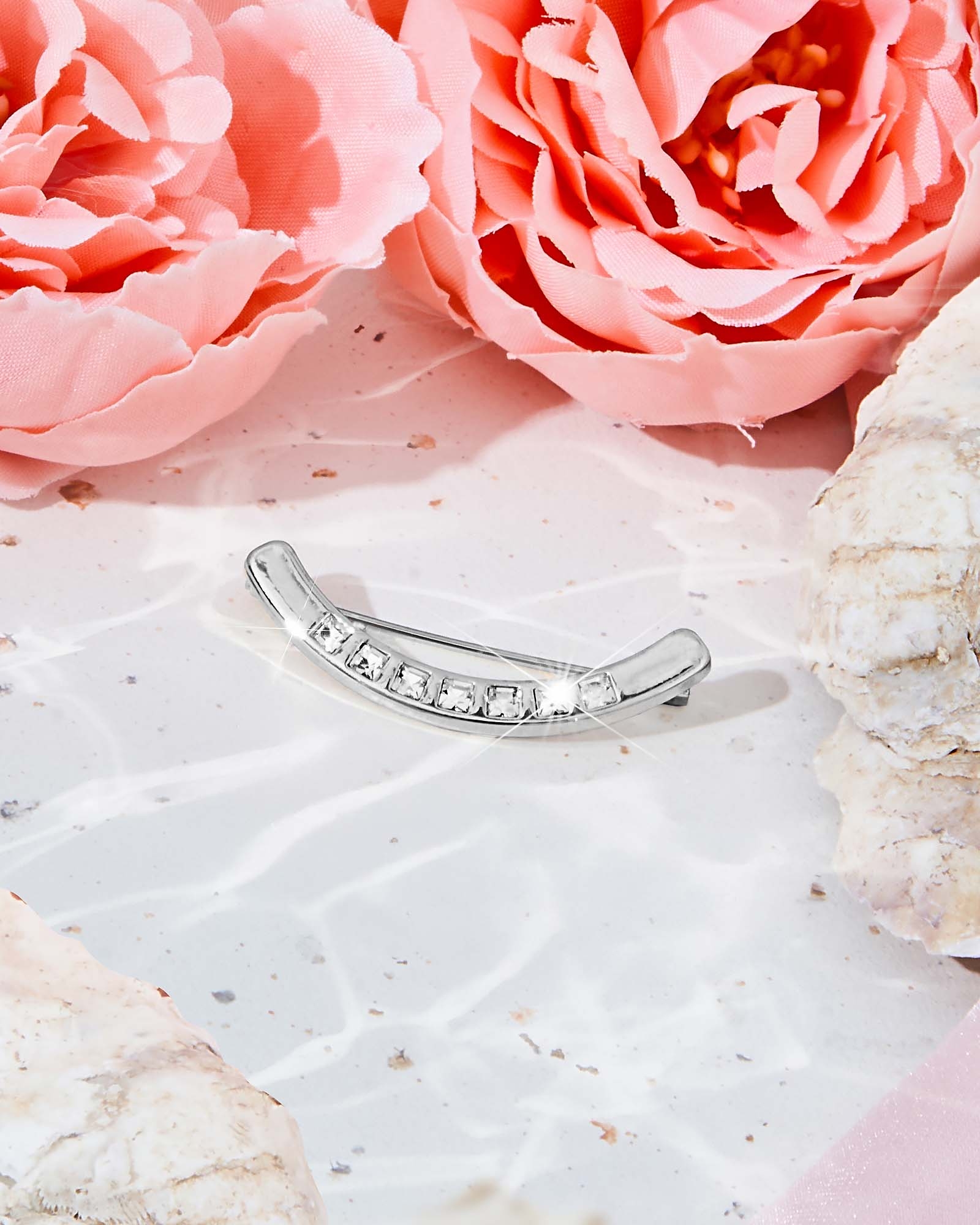 CURVED CRYSTAL PIN - SILVER