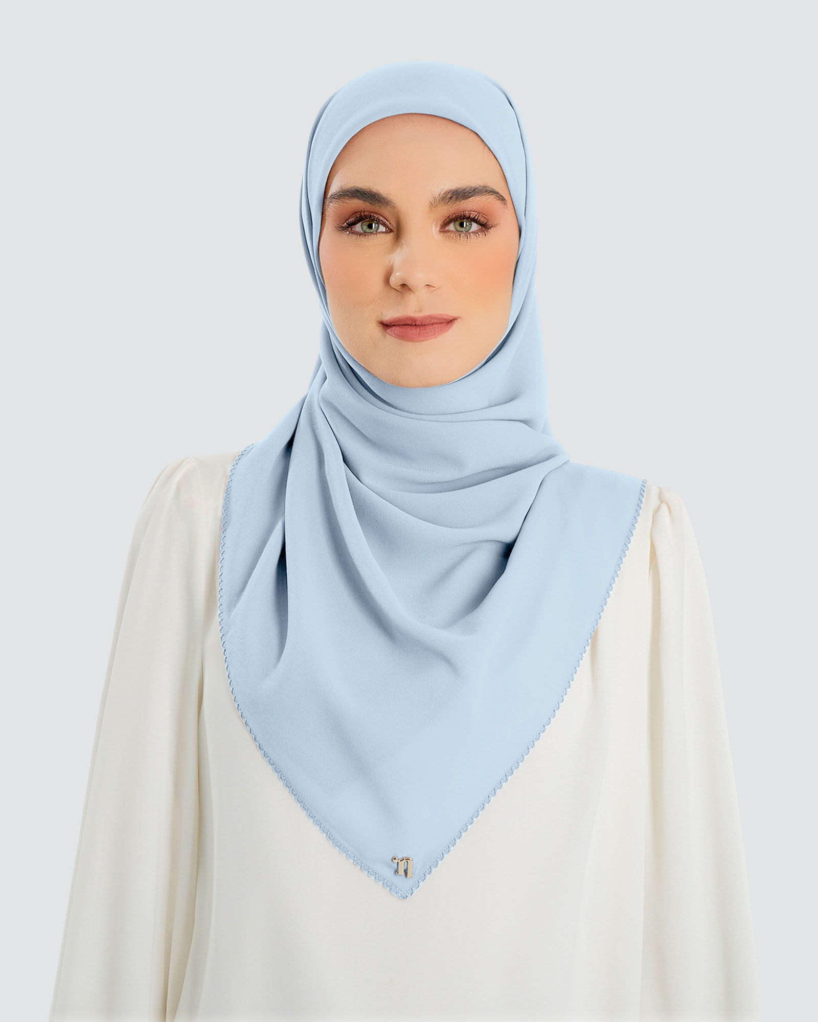 DELILAH CHIFFON SQUARE - ICE BLUE