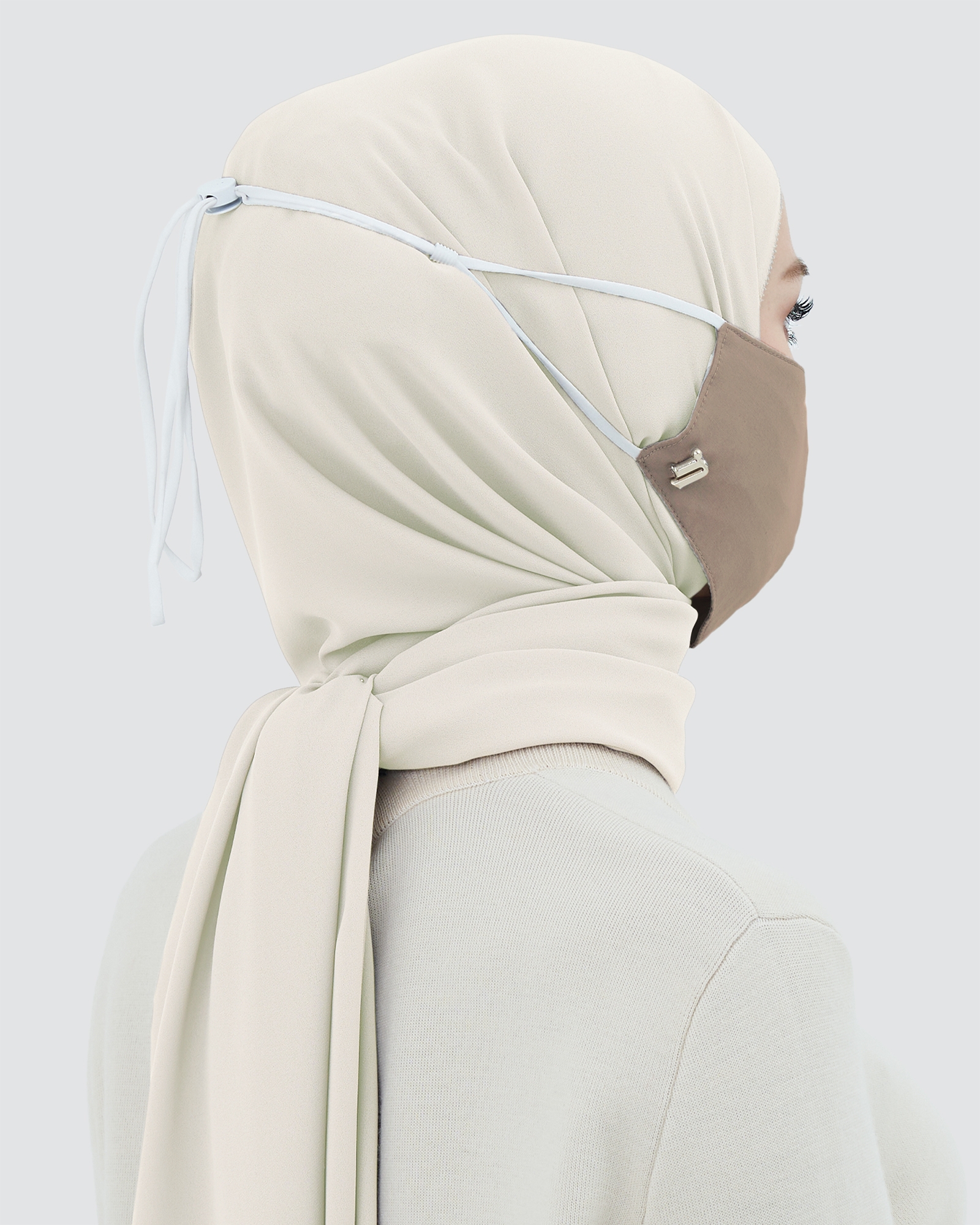 3-PLY COTTON FACE MASK - ADJUSTABLE STRAP - BROWN