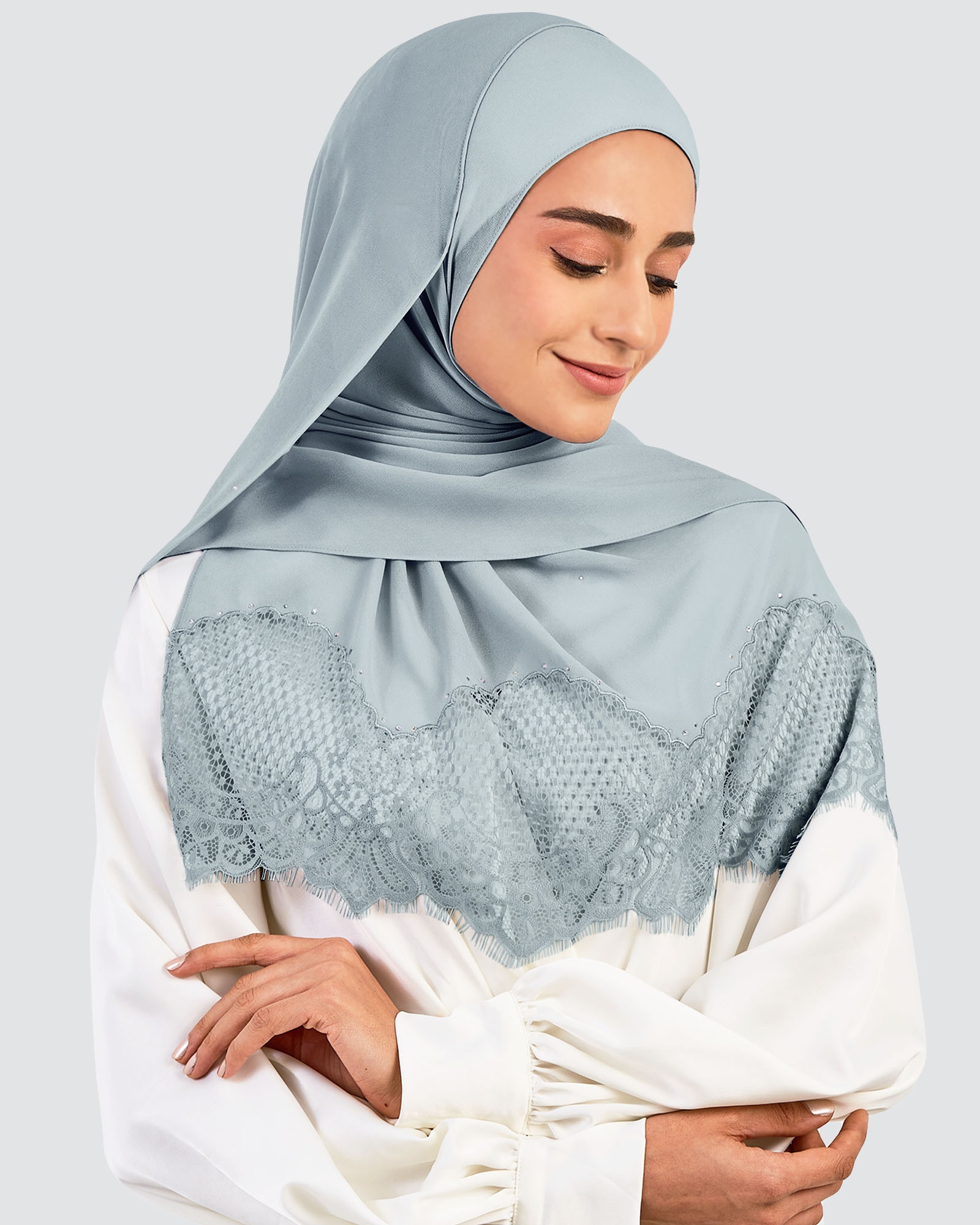 JANNA LACE CRYSTAL SHAWL - AQUA BLUE