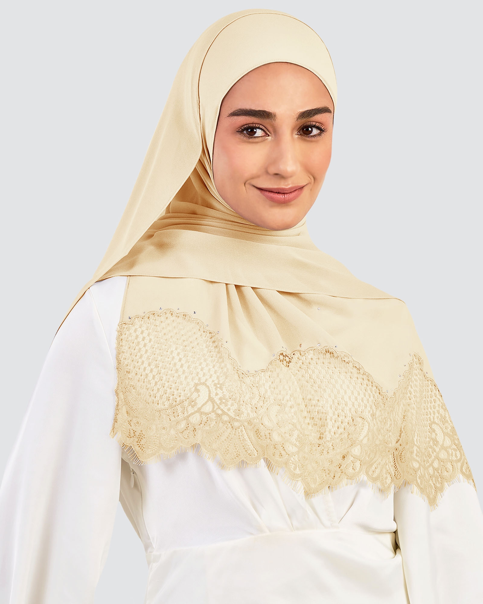 JANNA LACE CRYSTAL SHAWL - CREAM