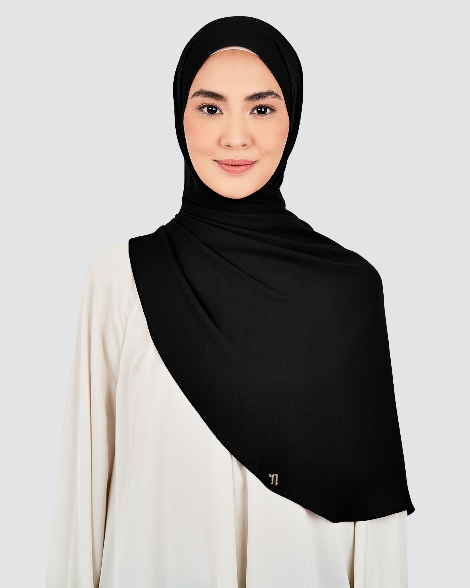 LONG CHIFFON SHAWL - BLACK