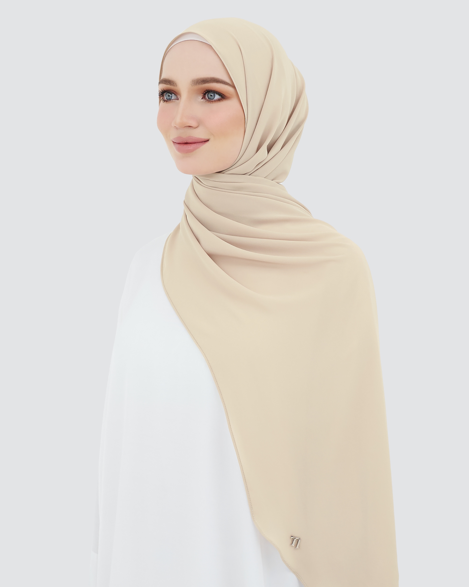 LONG CHIFFON SHAWL - SAND