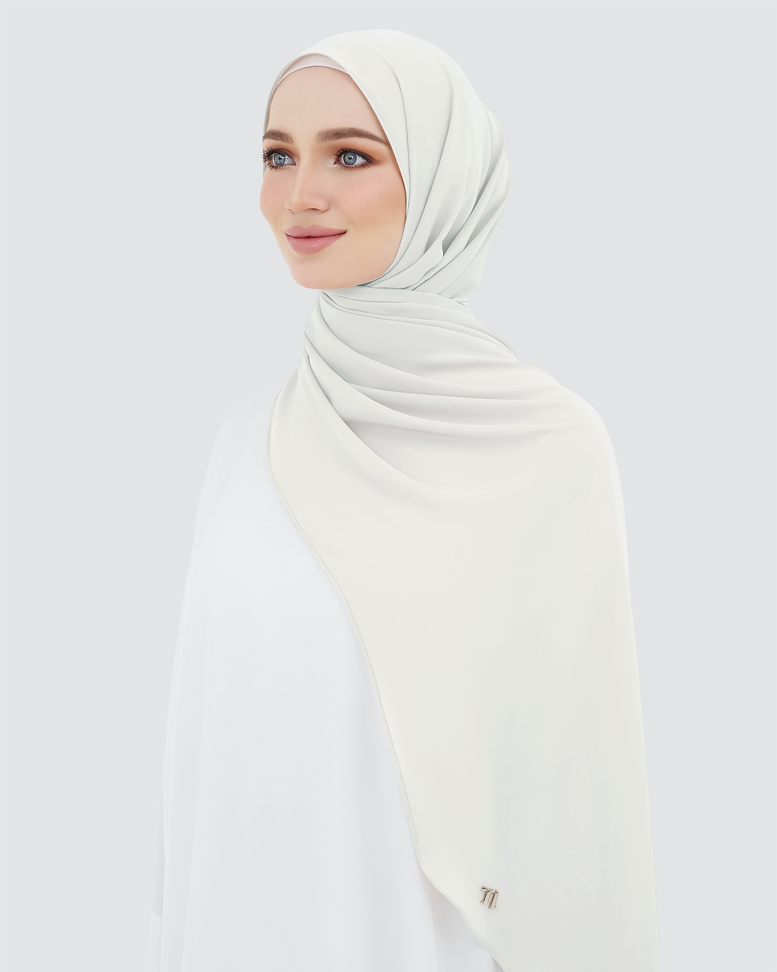 LONG CHIFFON SHAWL - WHITE