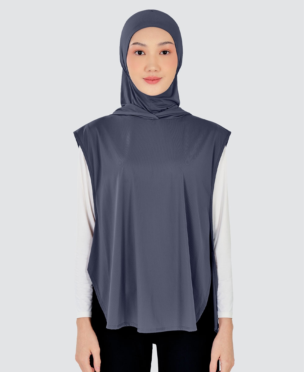 nPOWER HOODIE VEST HIJAB - STEEL BLUE