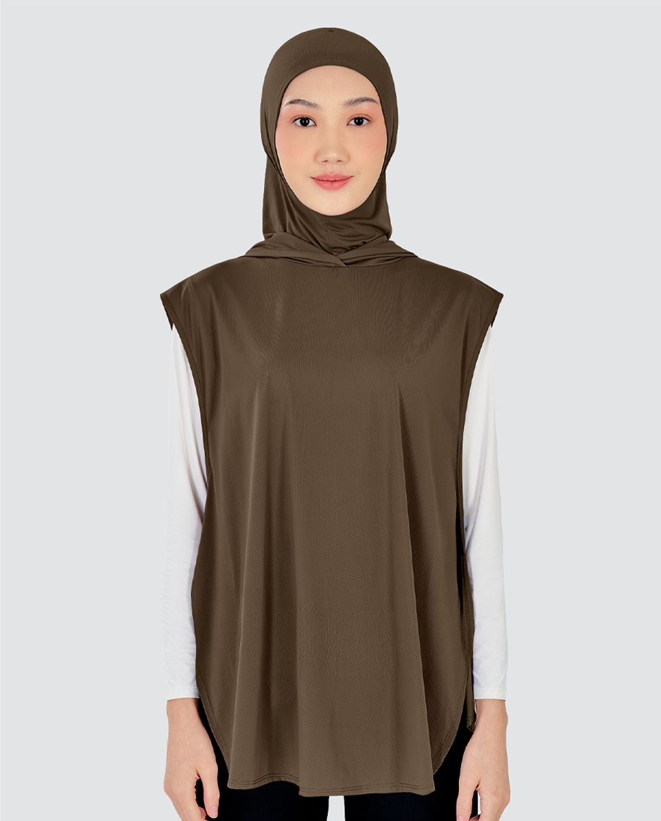 nPOWER HOODIE VEST HIJAB MAXI - COFFEE BEAN