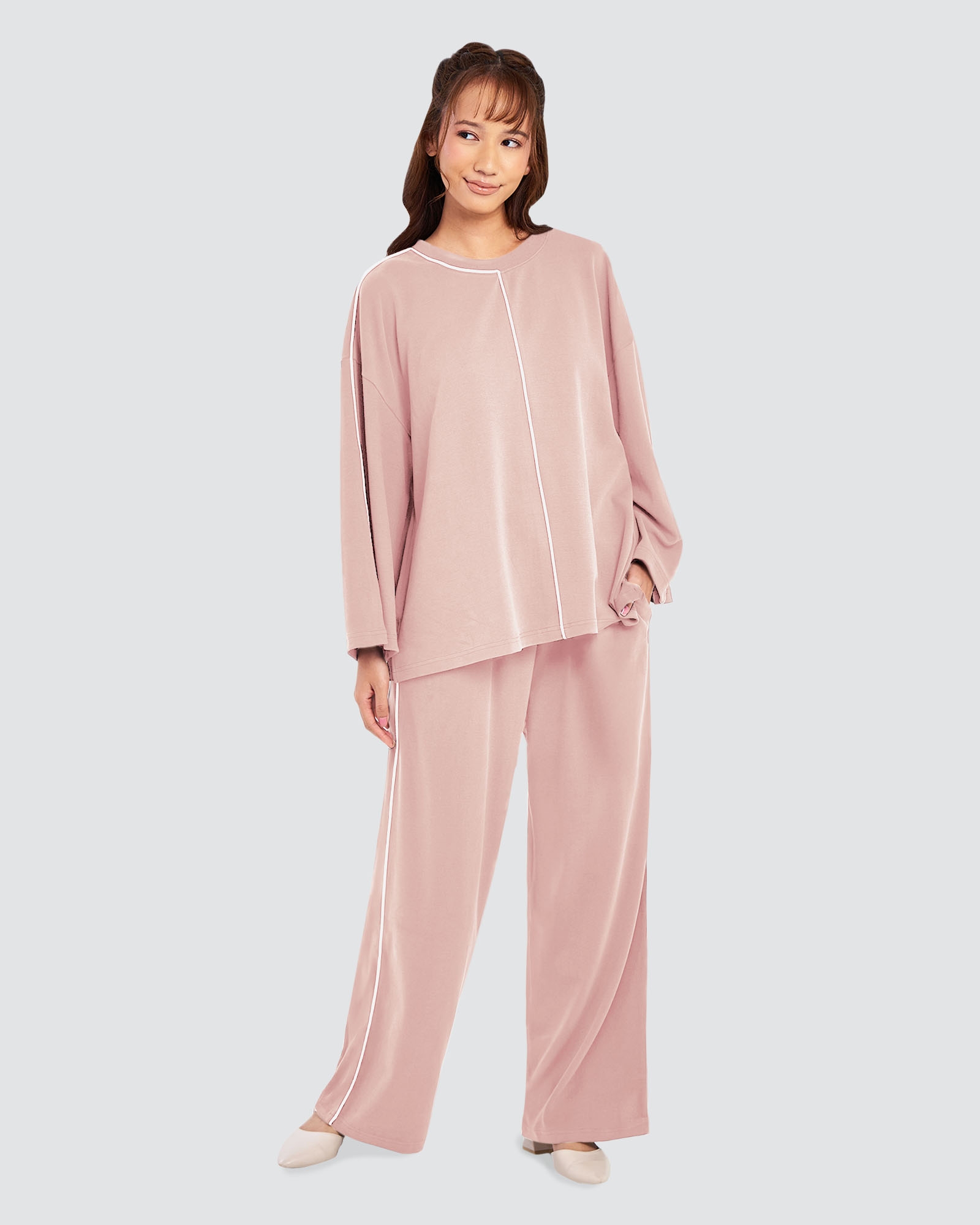 THEA OVERSIZED LINE TOP - ROSE
