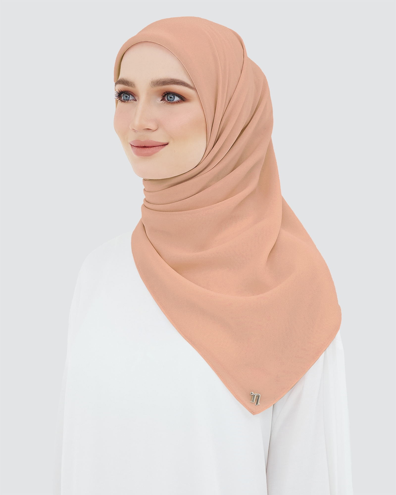 YASMINE WOOL CHIFFON SQUARE - HAZELNUT TAN