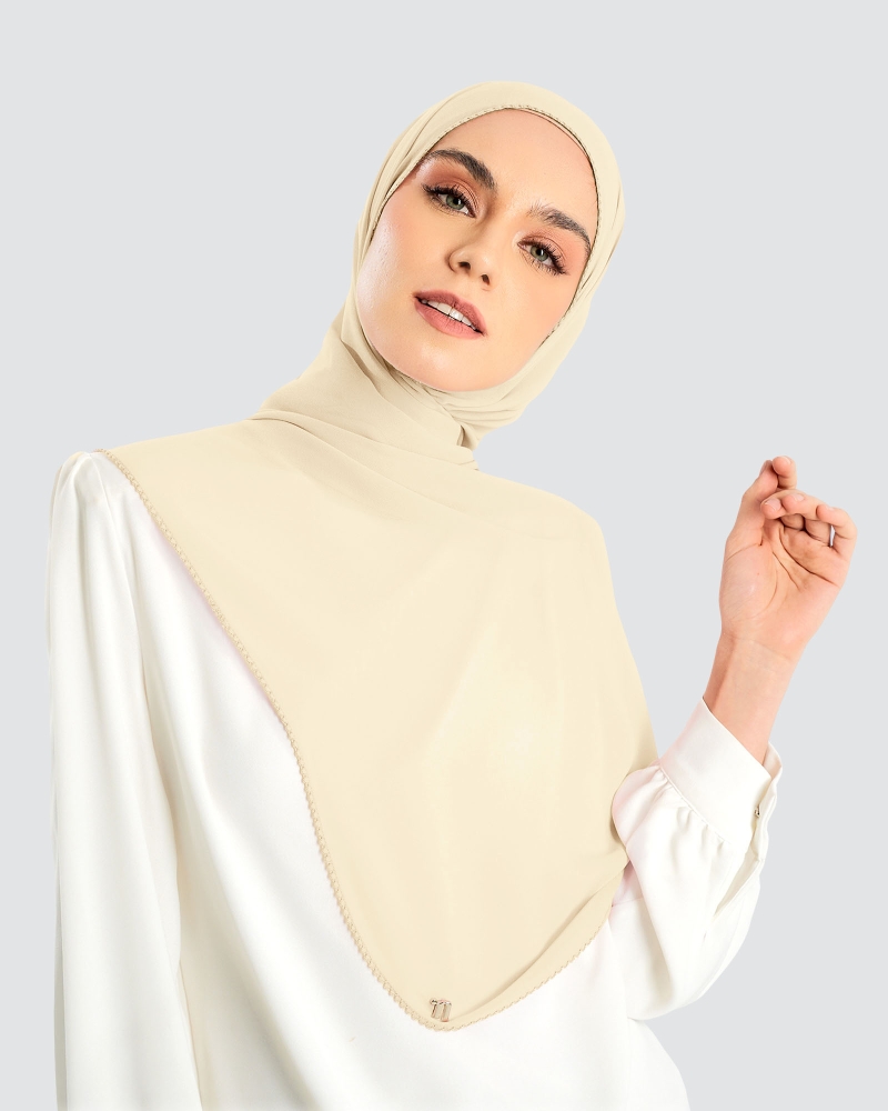 Image of DELILAH CHIFFON SHAWL - CUSTARD