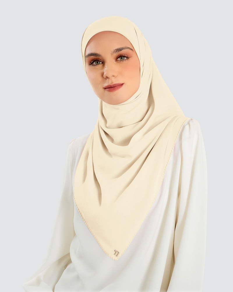 Image of DELILAH CHIFFON SQUARE - CUSTARD