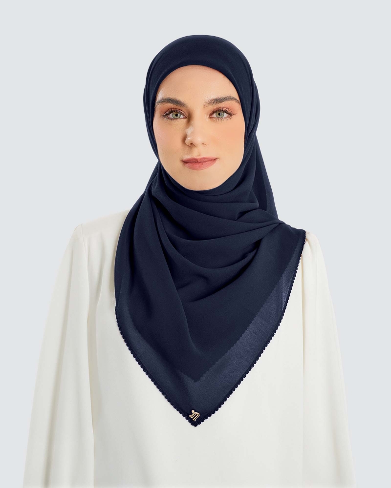 Image of DELILAH CHIFFON SQUARE - NAVY