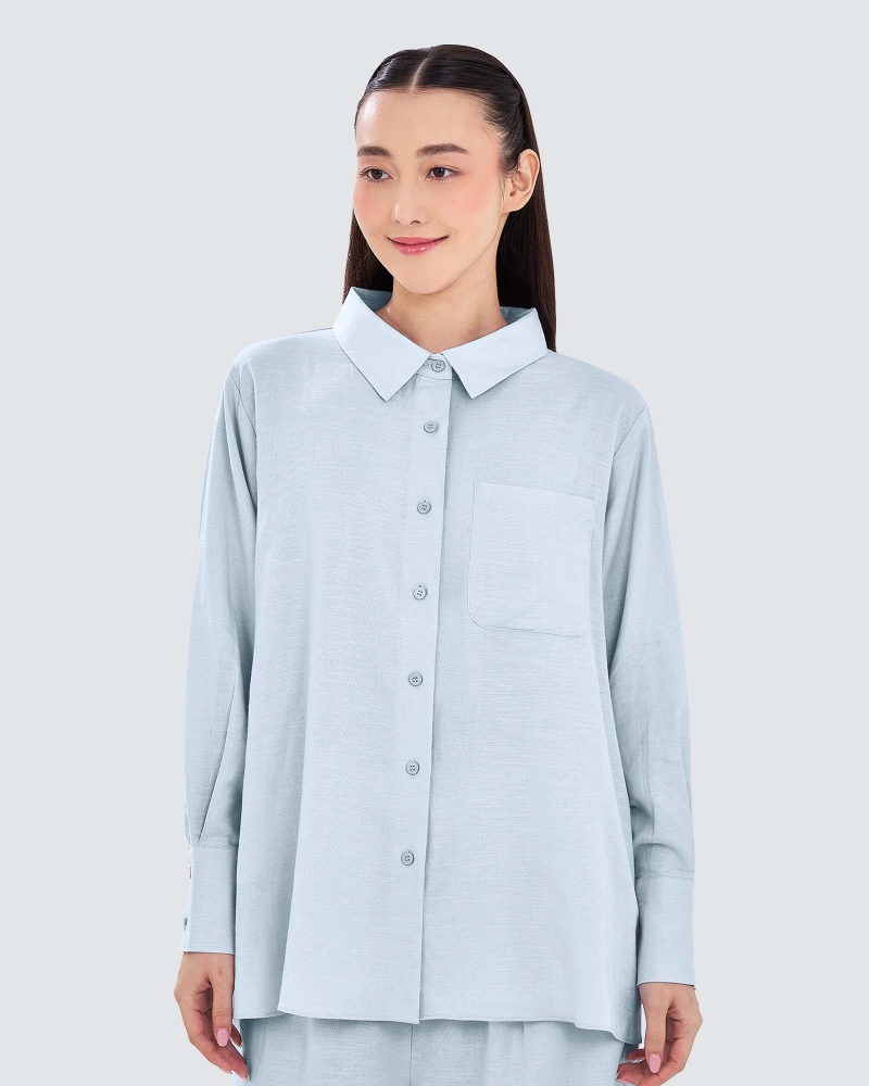 Image of FAYE LINEN SHIRT - SKY BLUE