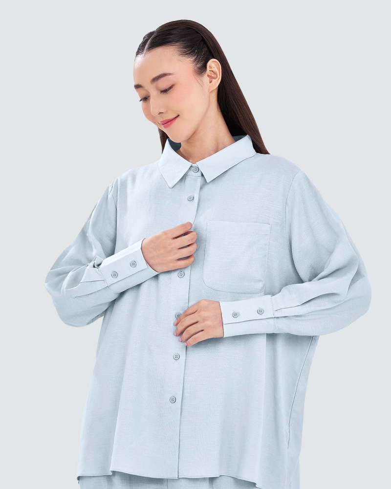 Image of FAYE LINEN SHIRT - SKY BLUE