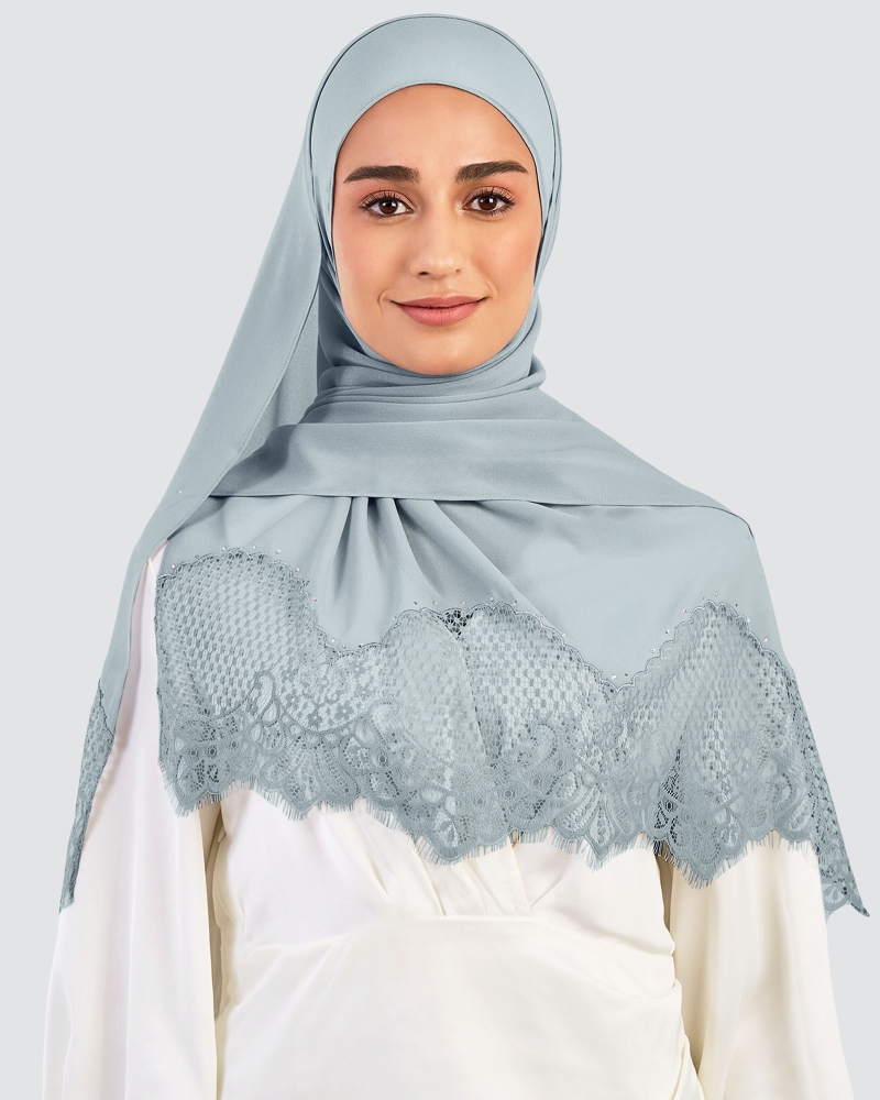 JANNA LACE CRYSTAL SHAWL - AQUA BLUE