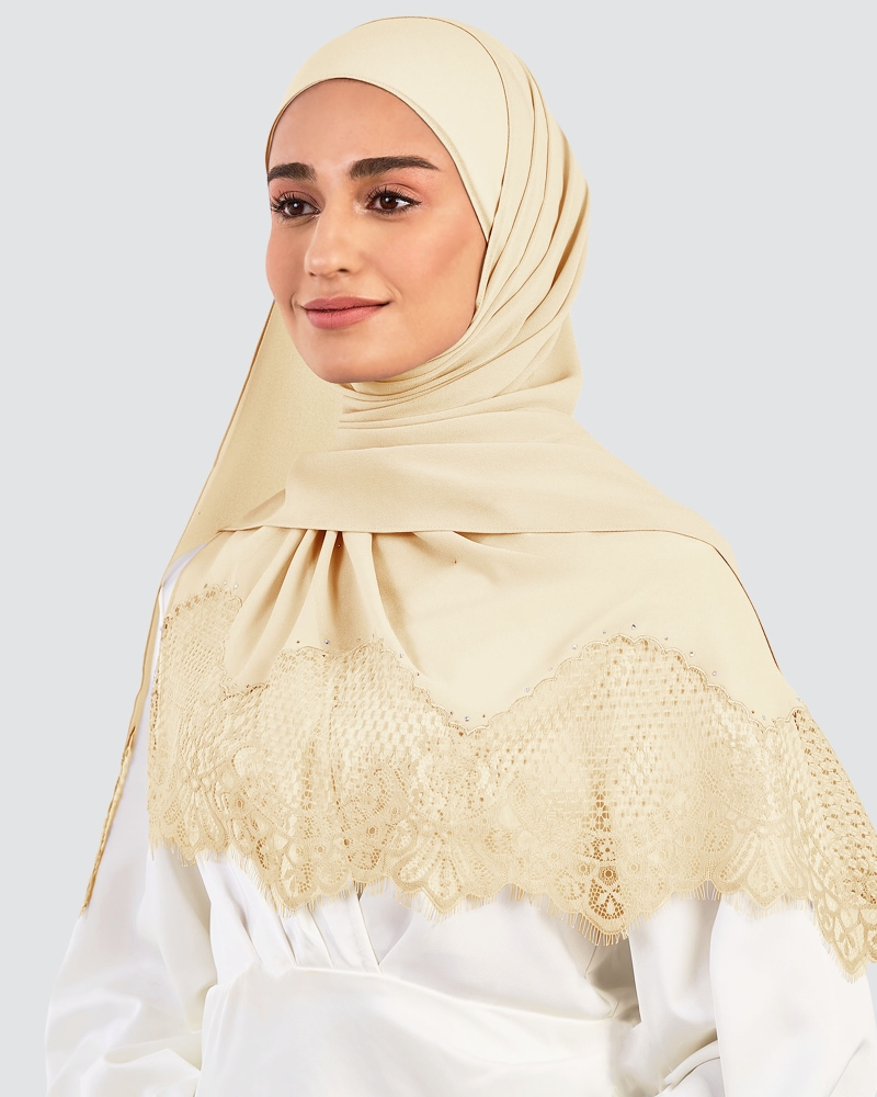 JANNA LACE CRYSTAL SHAWL - CREAM