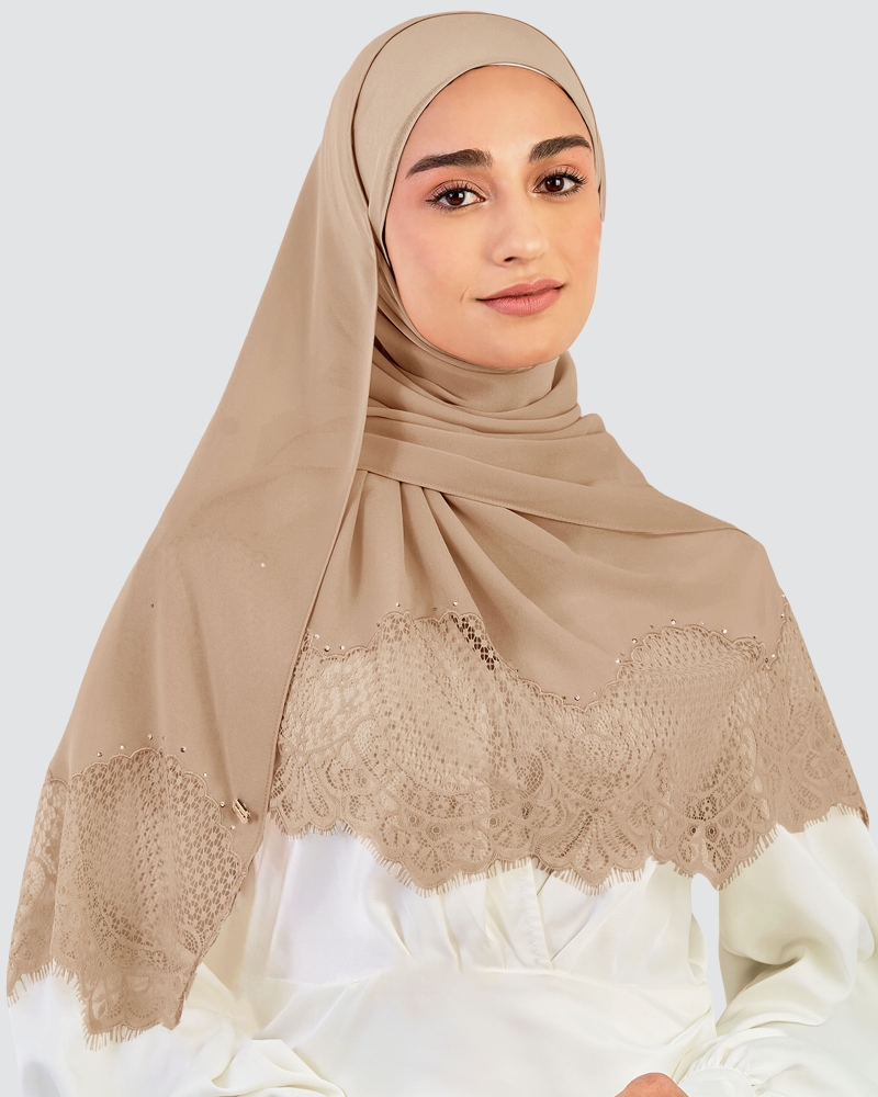 JANNA LACE CRYSTAL SHAWL - WALNUT