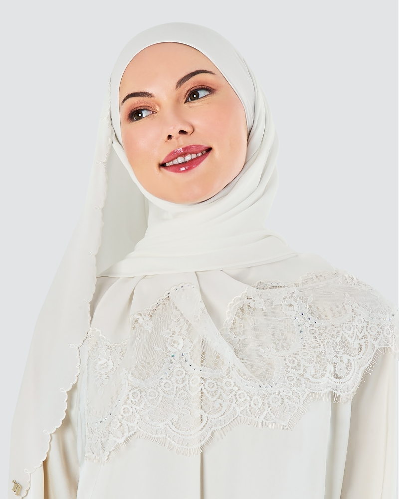 JULIA LACE EMBROIDERED SHAWL - SNOW