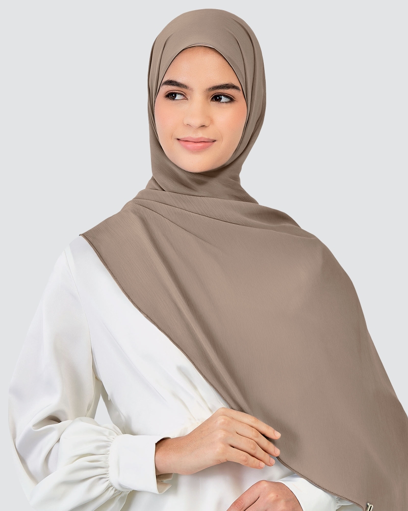 Image of LINIA LINE CHIFFON SHAWL - PECAN