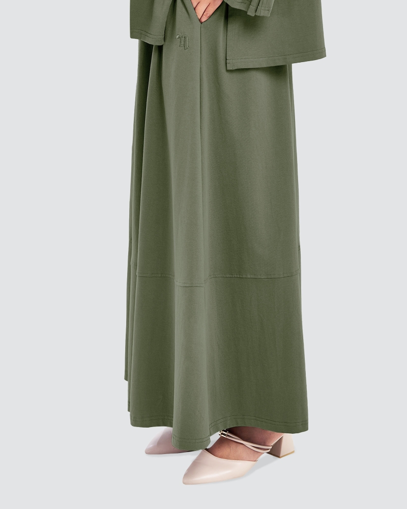 Image of MILA A-LINE SKIRT- MOSS