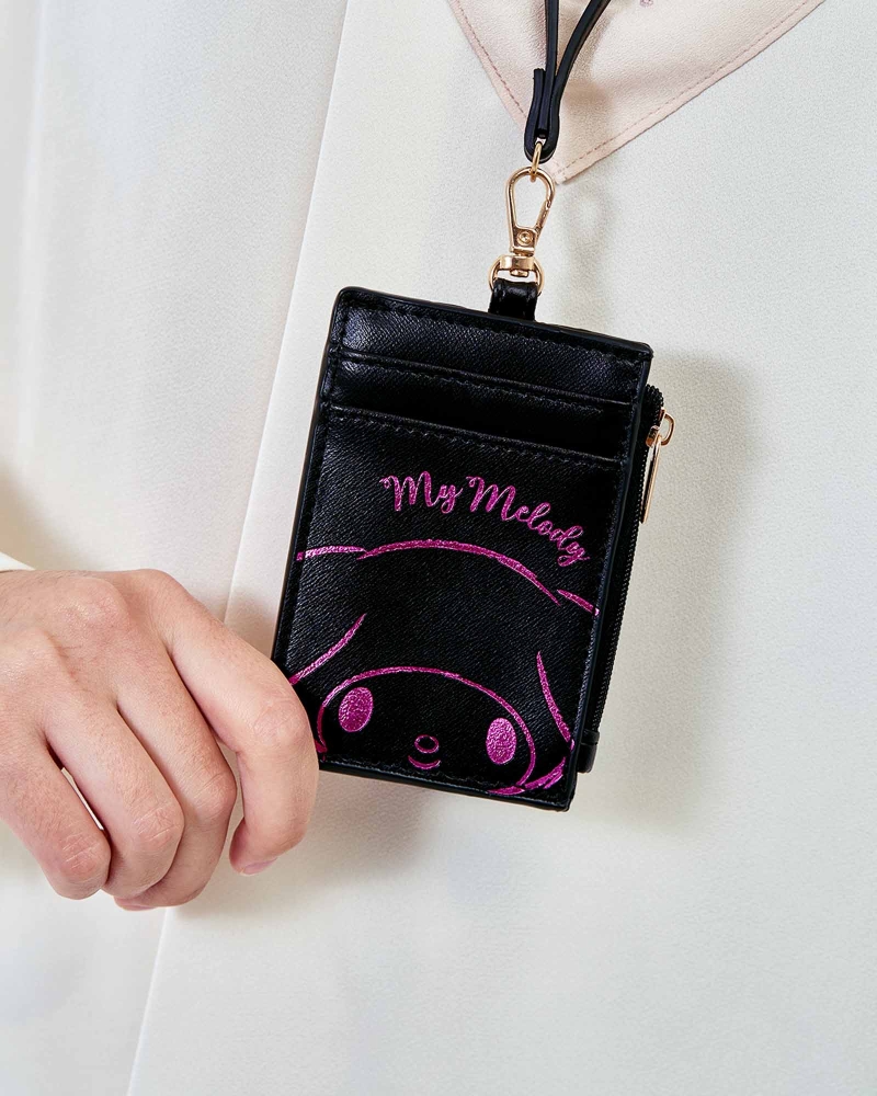 Image of MY MELODY X NAELOFAR EMBOSSED LANYARD - BERRY BLACK
