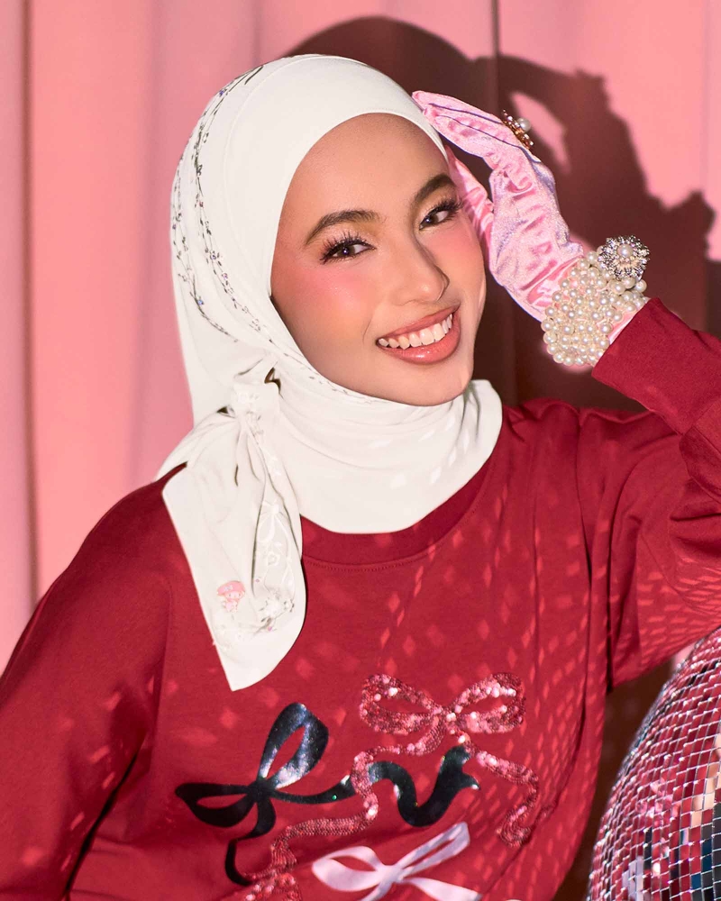 MY MELODY & NAELOFAR EMBROIDERED SHAWL - SNOW