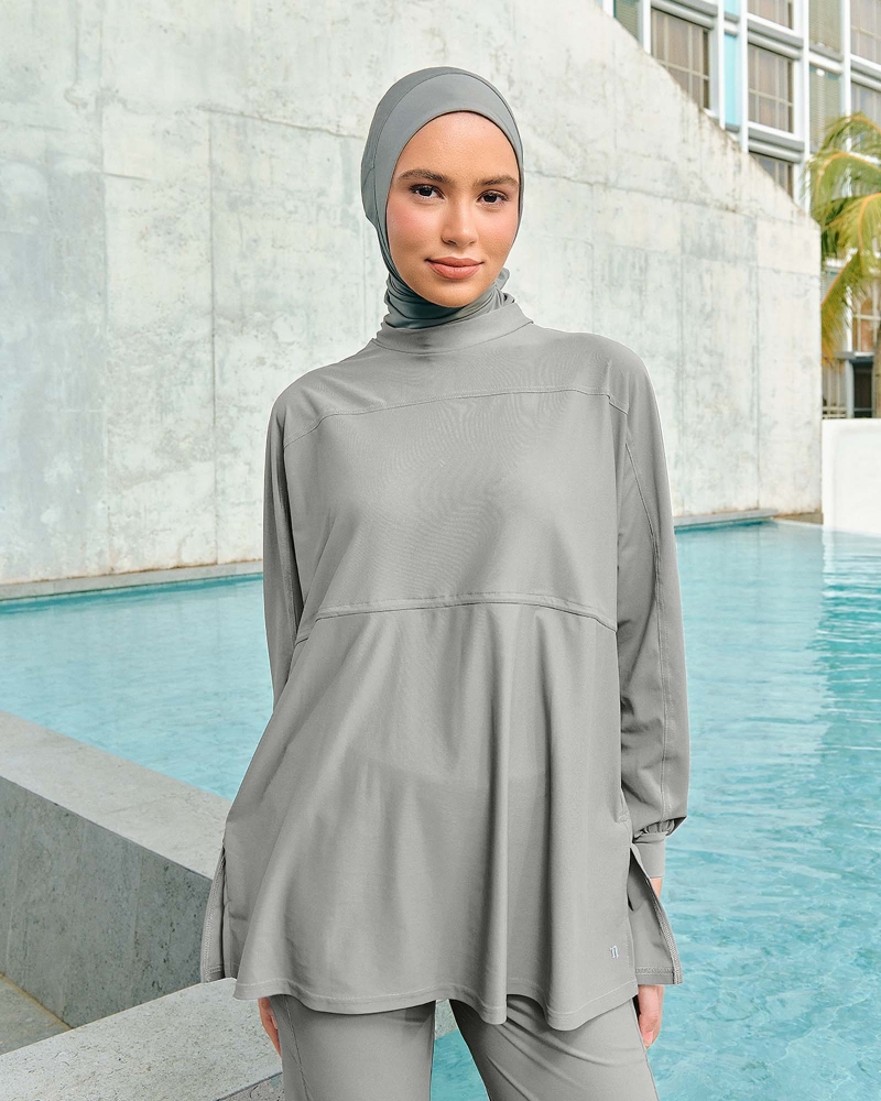 nPOWER MODEST SWIM DRAWSTRING TOP - TORNADO