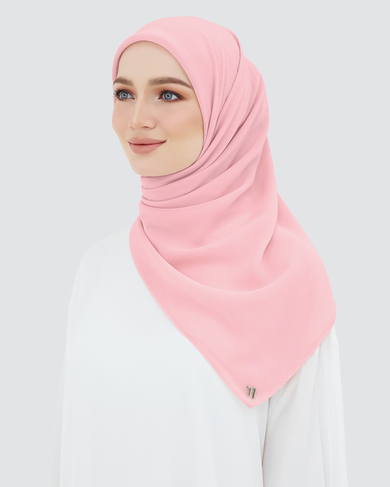 YASMINE WOOL CHIFFON SQUARE - DUSTY BLUSH