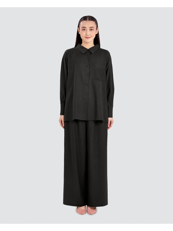 FAYE LINEN SHIRT - BLACK